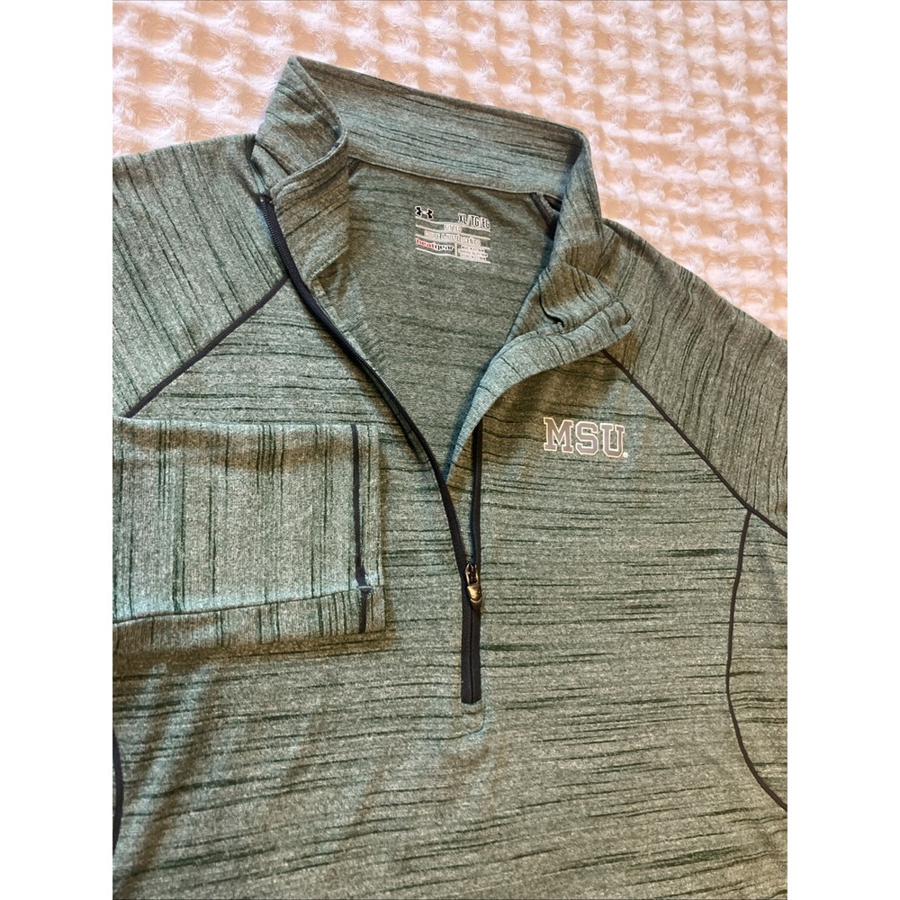 Under Armour MSU Spartans Womens XL Green Space Dye HeatGear 1/4‎ Zip Pullover